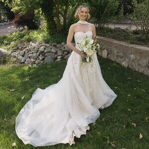 Bridal Ball Gown Wedding Dress, Size 2, ivy/ champ color